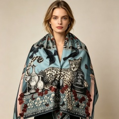 Doulbe Side Printed Silk  Scarf,LANKING TEX,Doulbe Side Printed Silk  Scarf