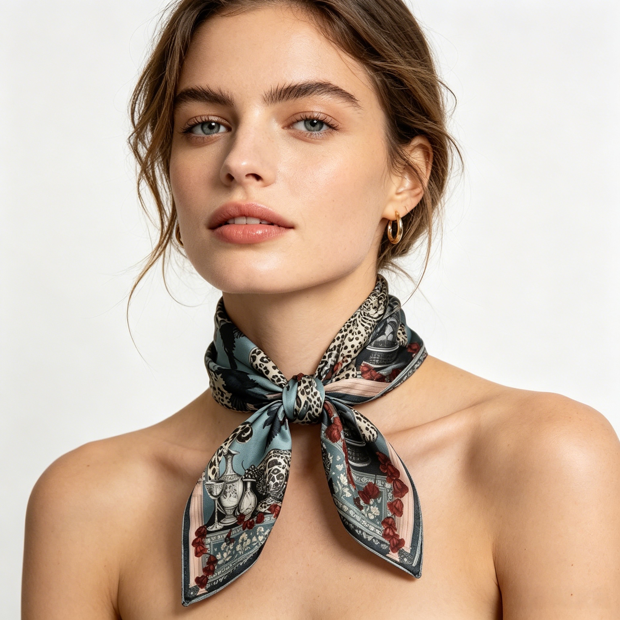 Doulbe Side Printed Silk  Scarf,LANKING TEX,Doulbe Side Printed Silk  Scarf