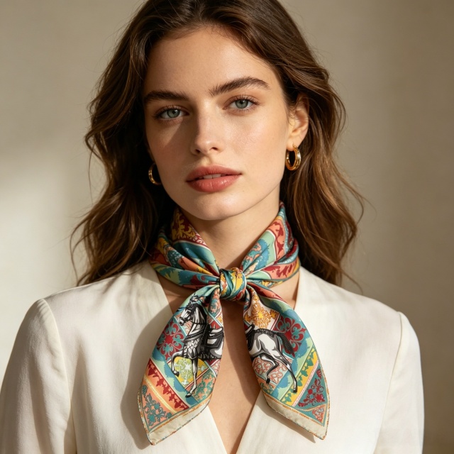 Doulbe Side Printed Silk  Scarf,LANKING TEX,Doulbe Side Printed Silk  Scarf