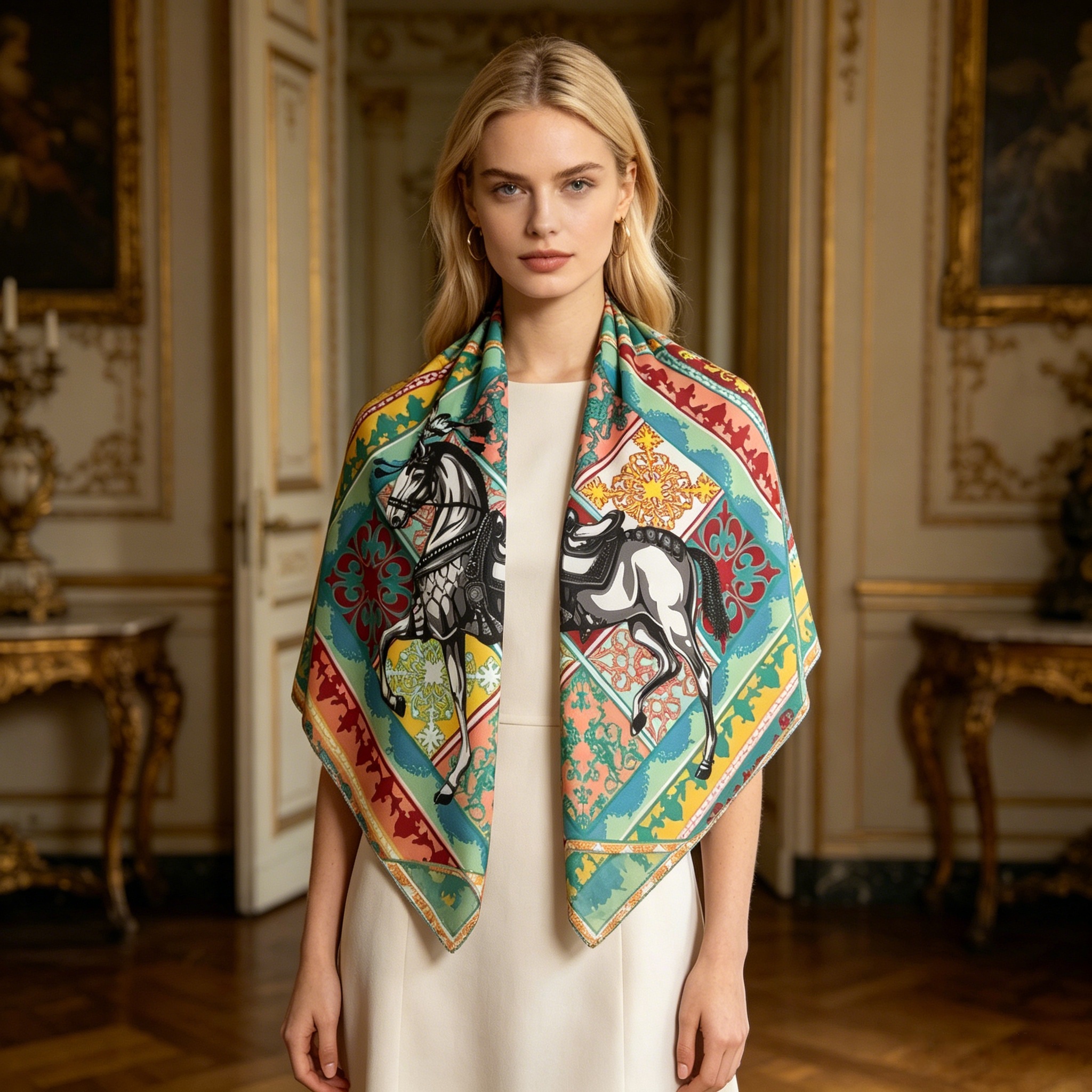 Doulbe Side Printed Silk  Scarf,LANKING TEX,Doulbe Side Printed Silk  Scarf