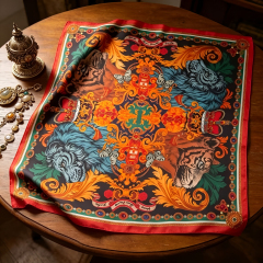 Doulbe Side Printed Silk  Scarf,LANKING TEX,Doulbe Side Printed Silk  Scarf
