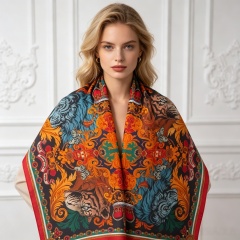 Doulbe Side Printed Silk  Scarf,LANKING TEX,Doulbe Side Printed Silk  Scarf