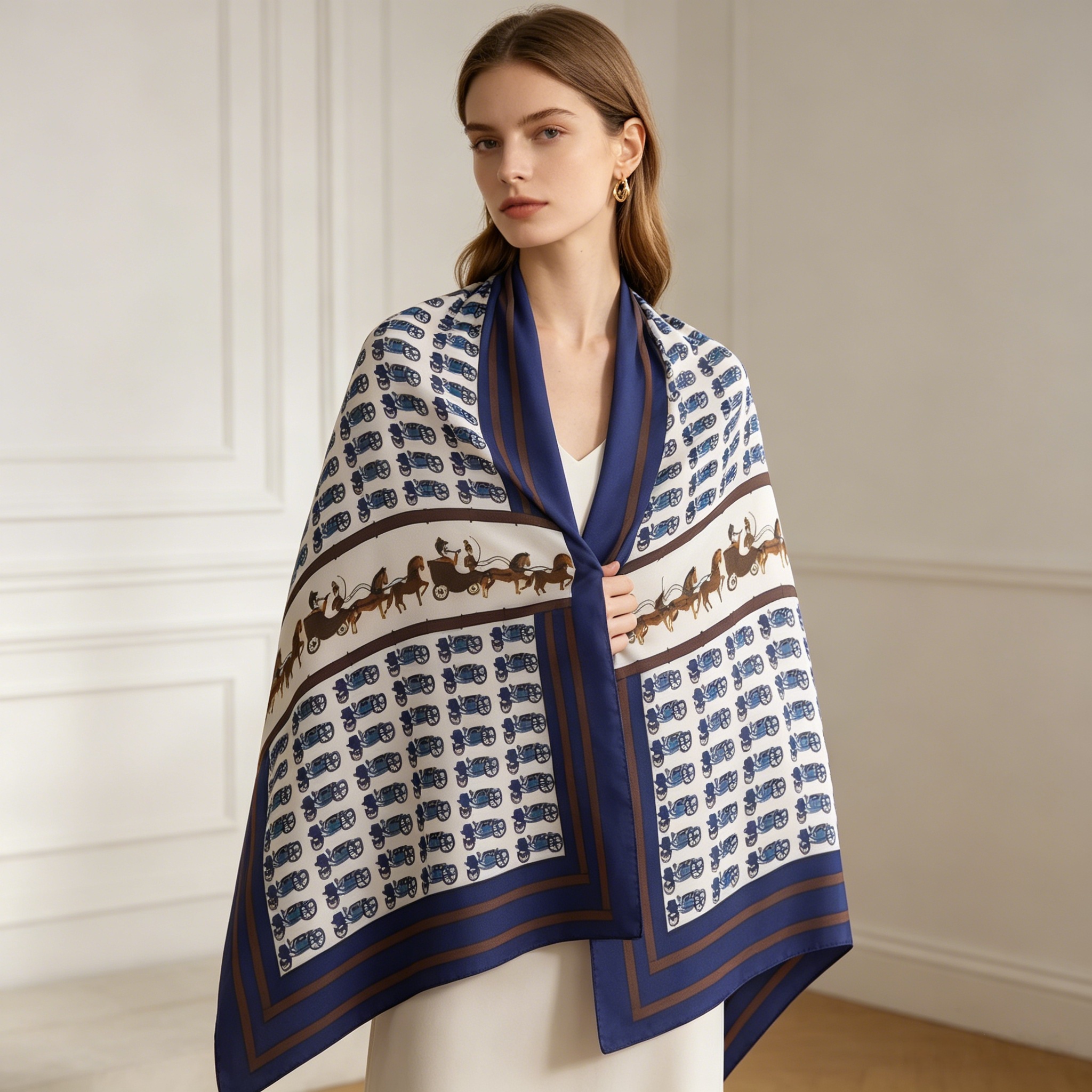 Doulbe Side Printed Silk  Scarf,LANKING TEX,Doulbe Side Printed Silk  Scarf