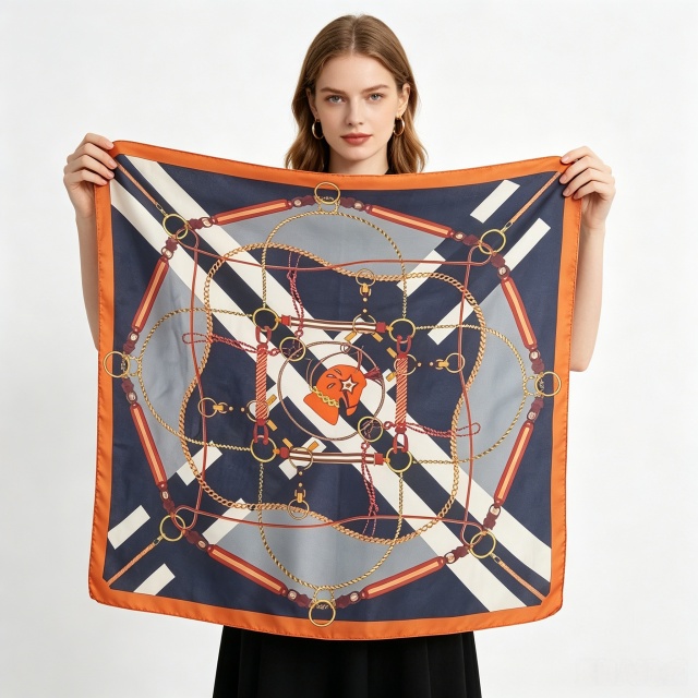 Doulbe Side Printed Silk  Scarf,LANKING TEX,Doulbe Side Printed Silk  Scarf