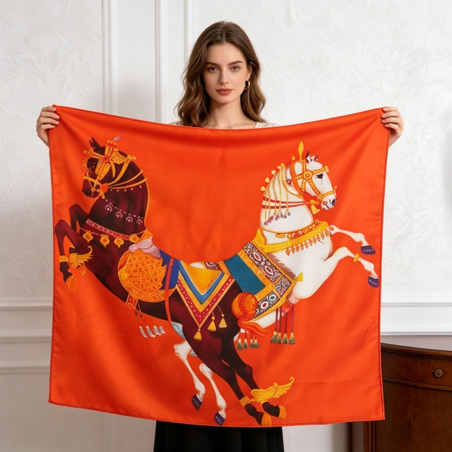 Doulbe Side Printed Silk  Scarf,LANKING TEX,Doulbe Side Printed Silk  Scarf