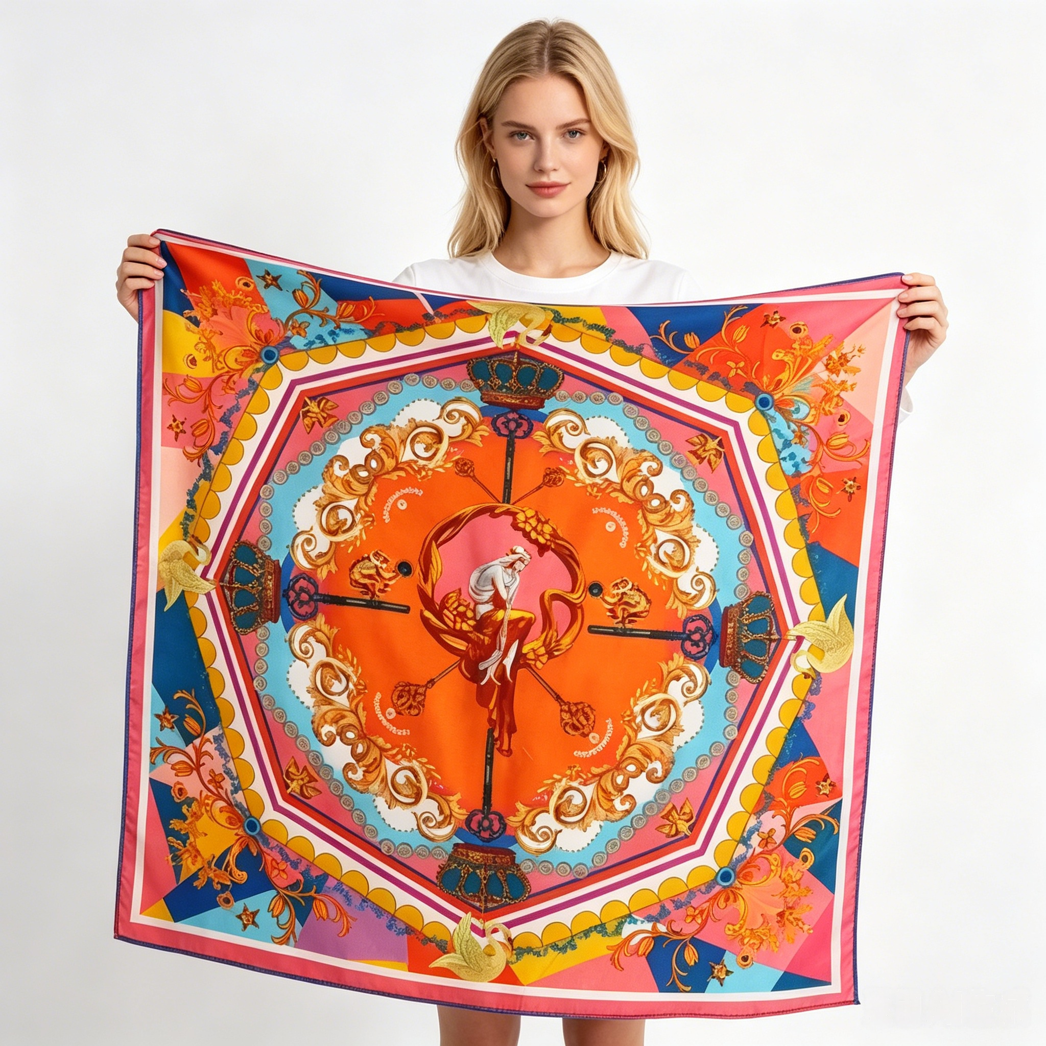 Doulbe Side Printed Silk  Scarf,LANKING TEX,Doulbe Side Printed Silk  Scarf