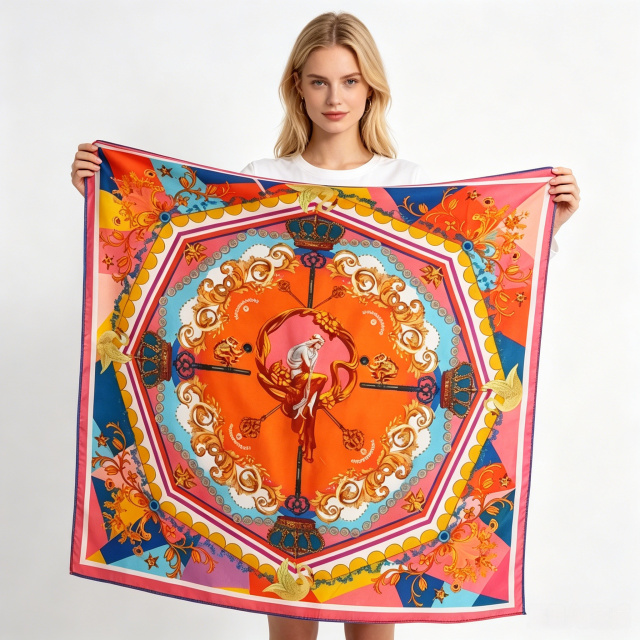 Doulbe Side Printed Silk  Scarf,LANKING TEX,Doulbe Side Printed Silk  Scarf