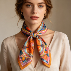 Doulbe Side Printed Silk  Scarf,LANKING TEX,Doulbe Side Printed Silk  Scarf