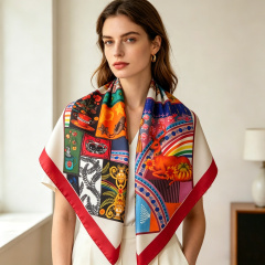 Doulbe Side Printed Silk  Scarf,LANKING TEX,Doulbe Side Printed Silk  Scarf