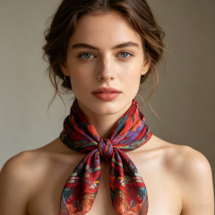 Doulbe Side Printed Silk  Scarf,LANKING TEX,Doulbe Side Printed Silk  Scarf