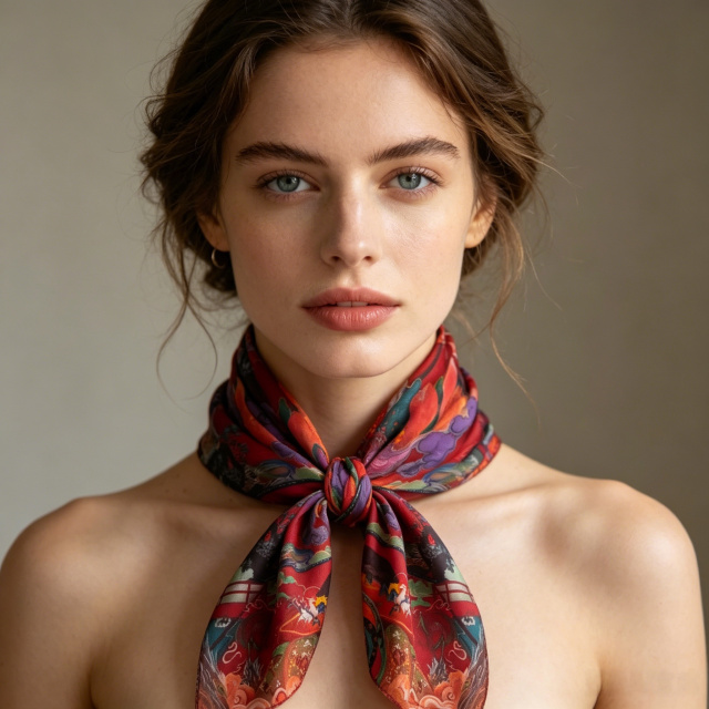 Doulbe Side Printed Silk  Scarf,LANKING TEX,Doulbe Side Printed Silk  Scarf
