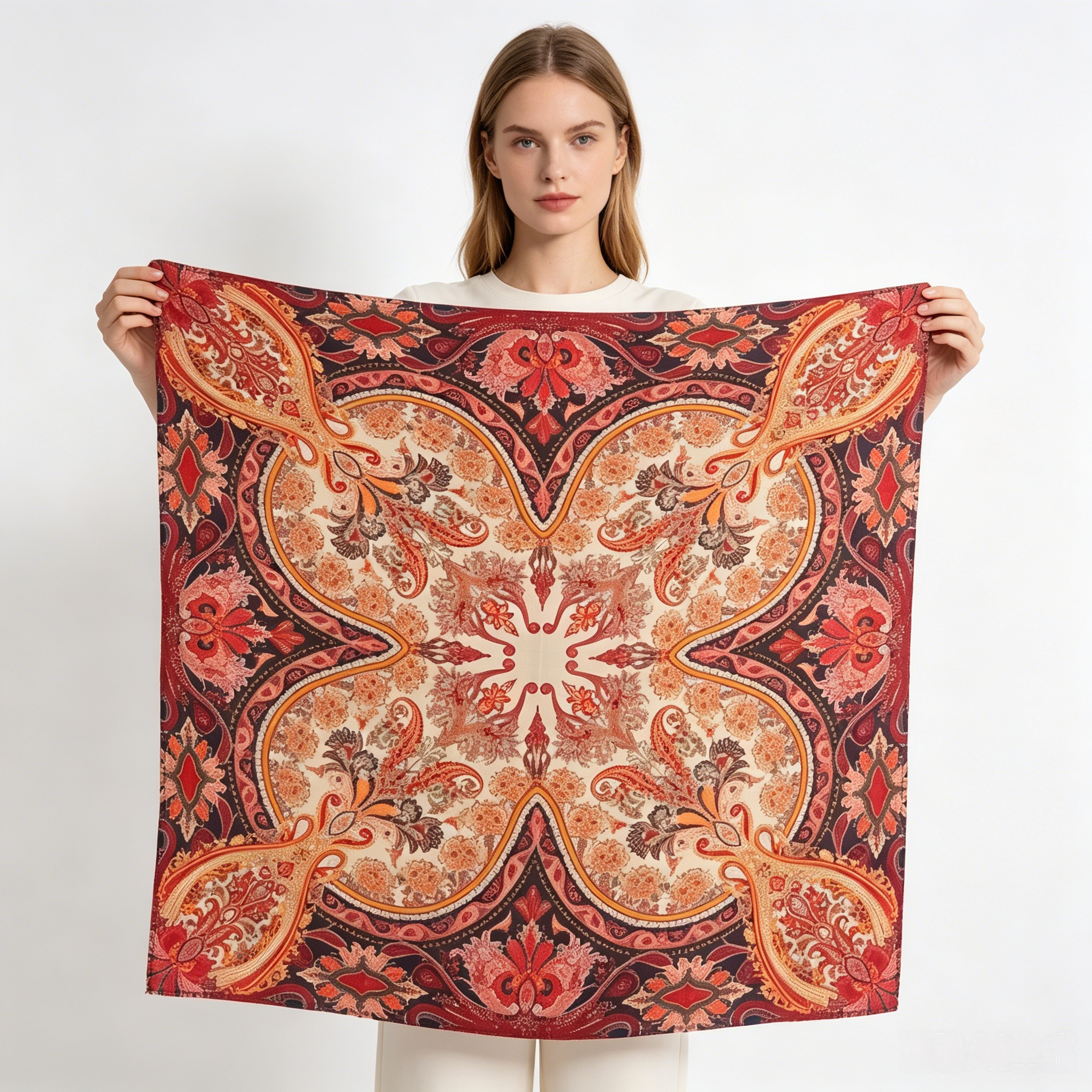 Doulbe Side Printed Silk  Scarf,LANKING TEX,Doulbe Side Printed Silk  Scarf