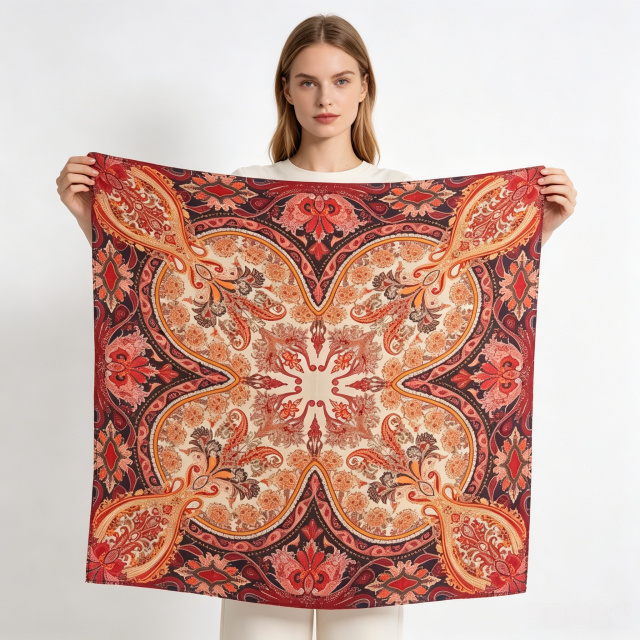 Doulbe Side Printed Silk  Scarf,LANKING TEX,Doulbe Side Printed Silk  Scarf