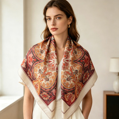 Doulbe Side Printed Silk  Scarf,LANKING TEX,Doulbe Side Printed Silk  Scarf
