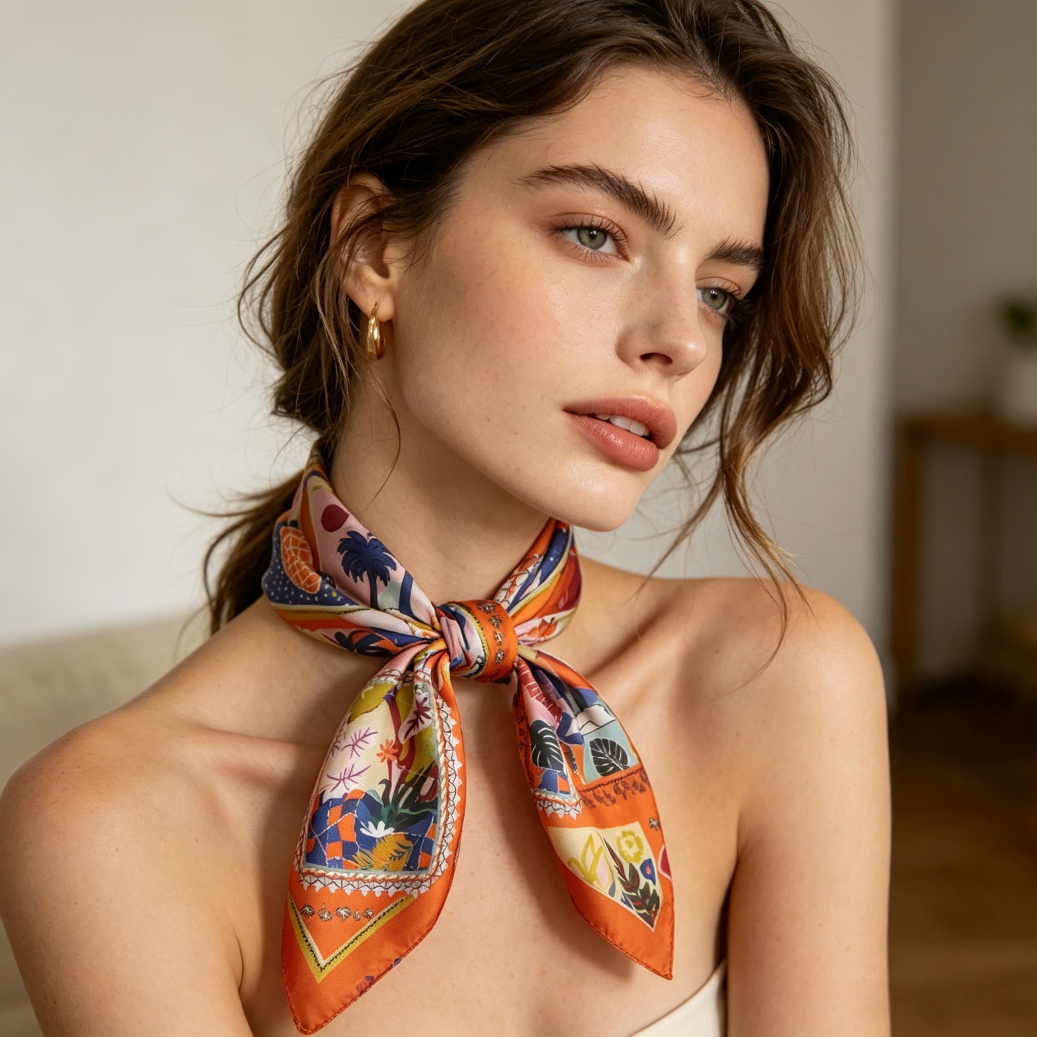 Doulbe Side Printed Silk  Scarf,LANKING TEX,Doulbe Side Printed Silk  Scarf