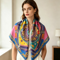 Doulbe Side Printed Silk  Scarf,LANKING TEX,Doulbe Side Printed Silk  Scarf