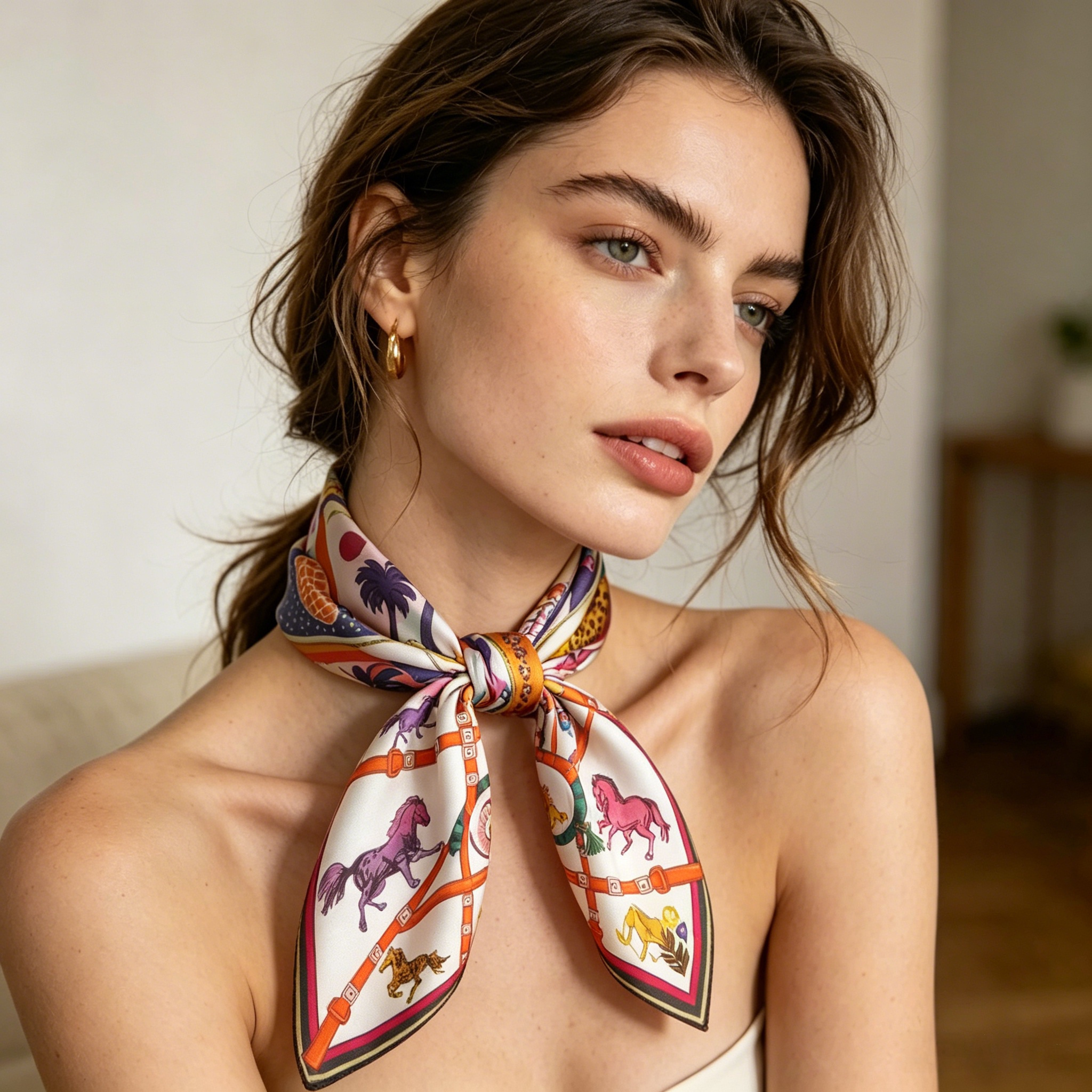 Doulbe Side Printed Silk  Scarf,LANKING TEX,Doulbe Side Printed Silk  Scarf