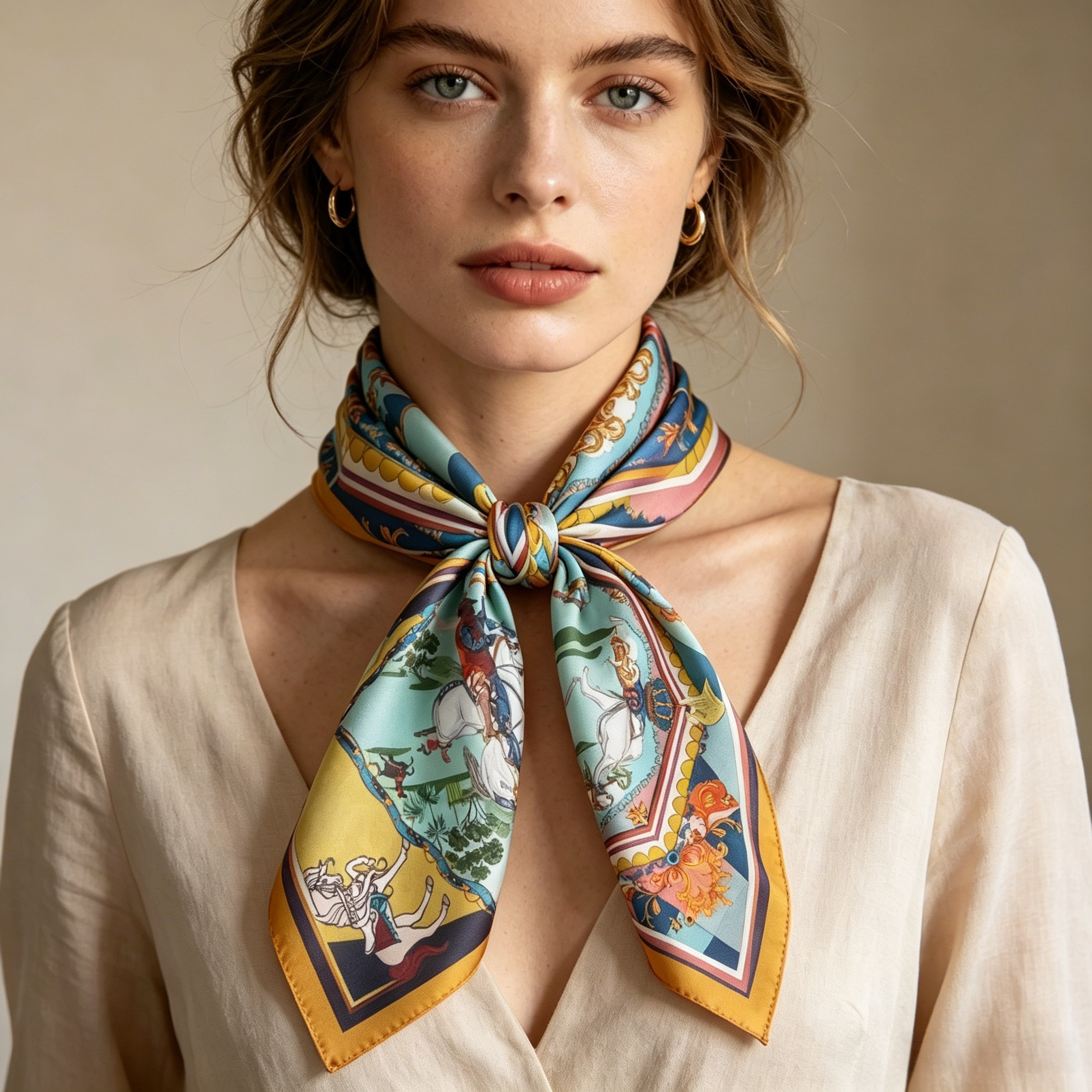 Doulbe Side Printed Silk  Scarf,LANKING TEX,Doulbe Side Printed Silk  Scarf