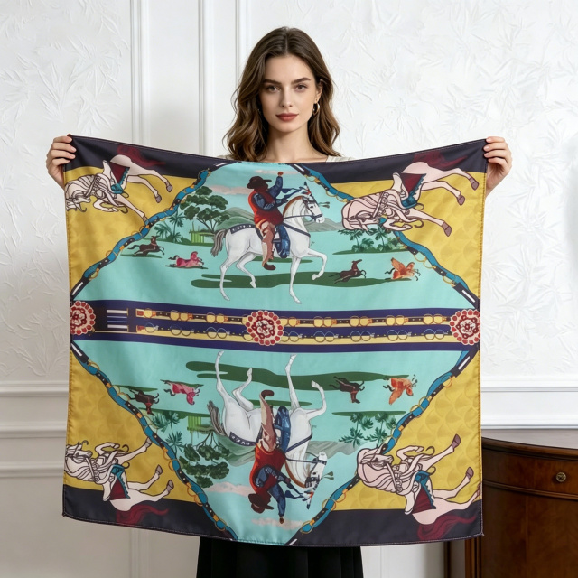 Doulbe Side Printed Silk  Scarf,LANKING TEX,Doulbe Side Printed Silk  Scarf