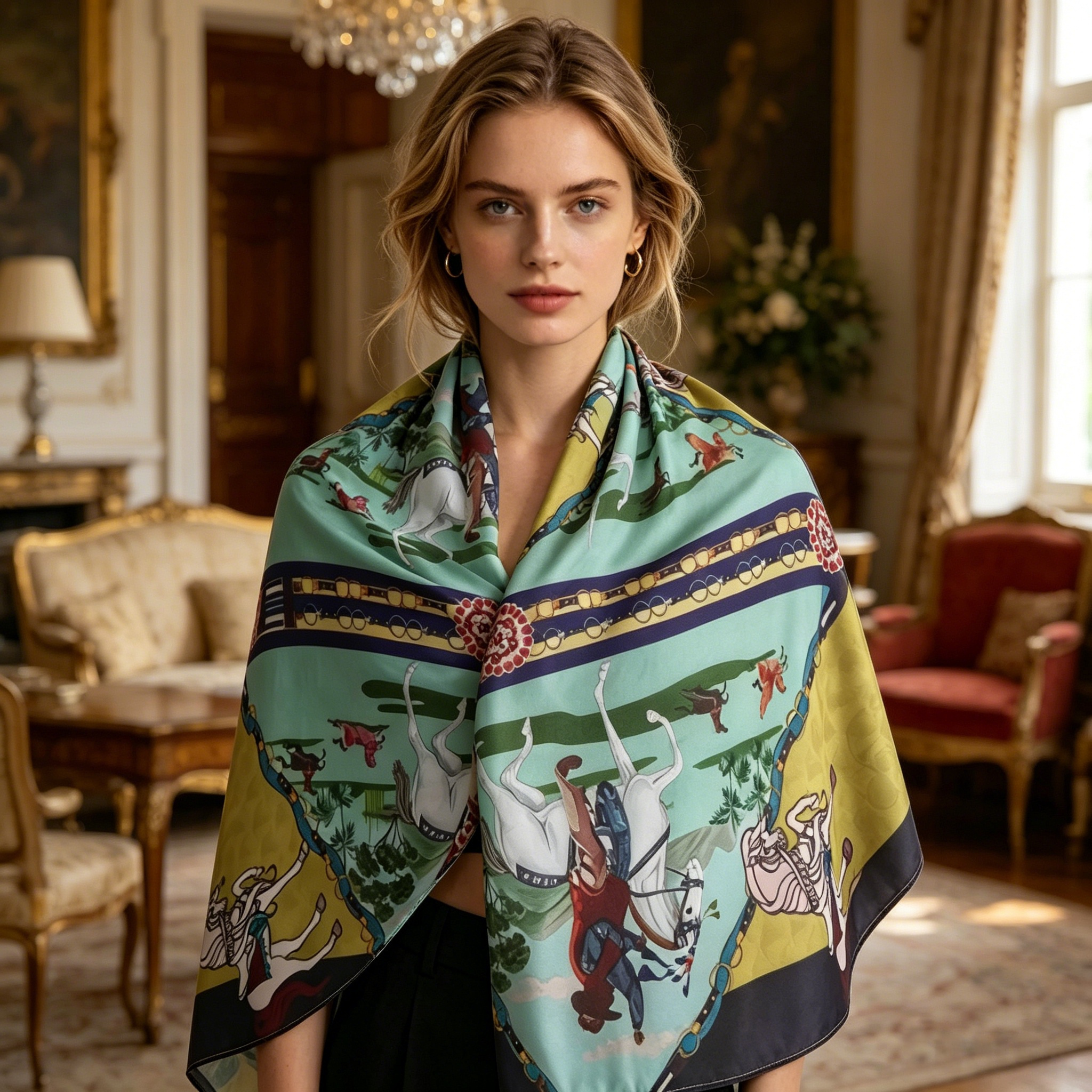 Doulbe Side Printed Silk  Scarf,LANKING TEX,Doulbe Side Printed Silk  Scarf