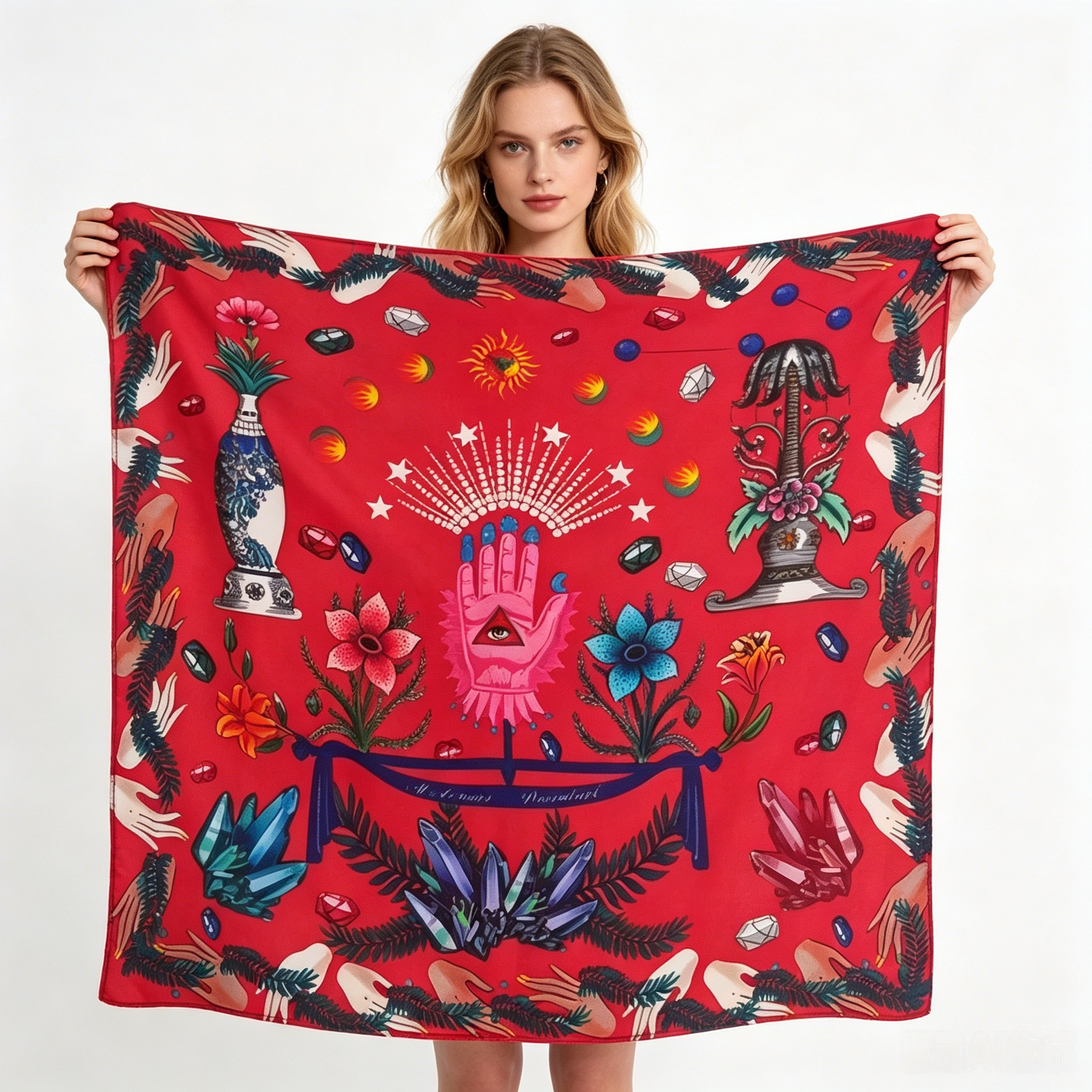 Doulbe Side Printed Silk  Scarf,LANKING TEX,Doulbe Side Printed Silk  Scarf