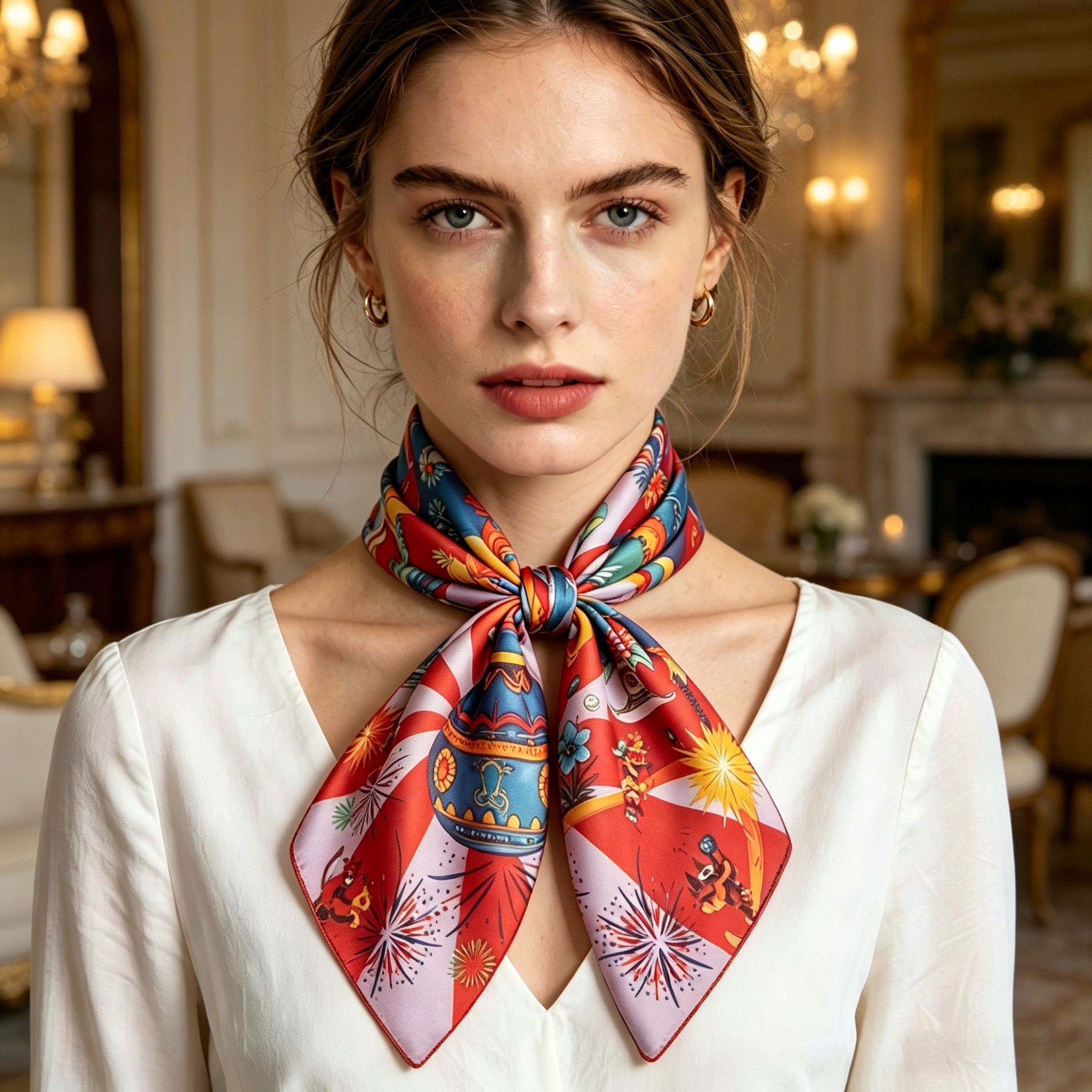 Doulbe Side Printed Silk  Scarf,LANKING TEX,Doulbe Side Printed Silk  Scarf