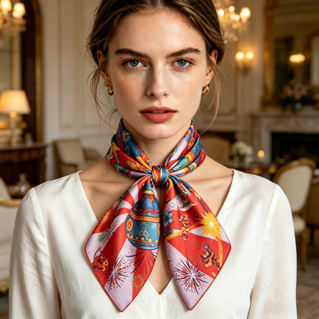 Doulbe Side Printed Silk  Scarf,LANKING TEX,Doulbe Side Printed Silk  Scarf