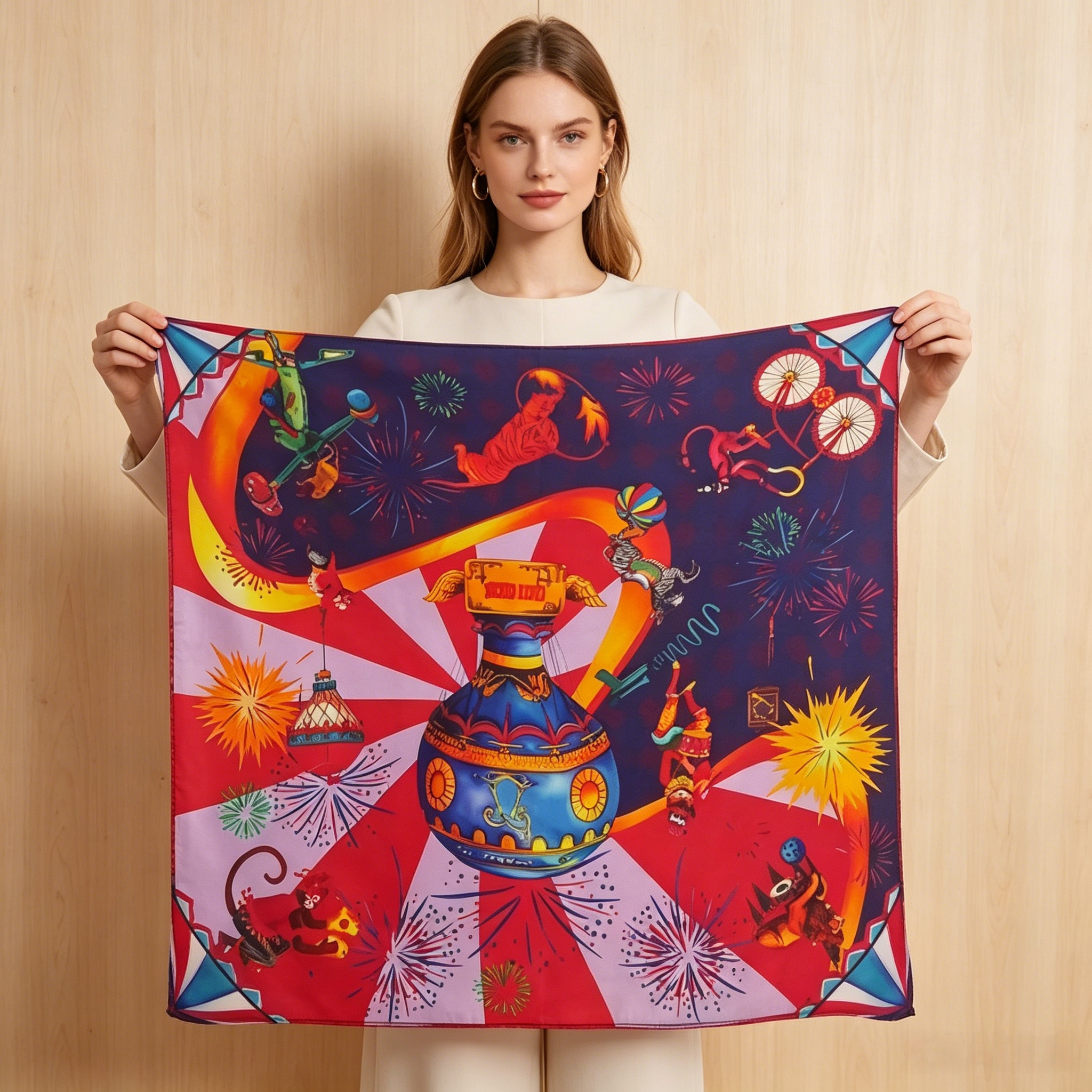 Doulbe Side Printed Silk  Scarf,LANKING TEX,Doulbe Side Printed Silk  Scarf
