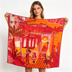 Doulbe Side Printed Silk  Scarf,LANKING TEX,Doulbe Side Printed Silk  Scarf