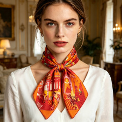 Doulbe Side Printed Silk  Scarf,LANKING TEX,Doulbe Side Printed Silk  Scarf
