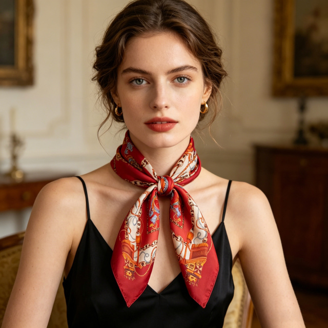 Doulbe Side Printed Silk  Scarf,LANKING TEX,Doulbe Side Printed Silk  Scarf