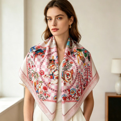 Doulbe Side Printed Silk  Scarf,LANKING TEX,Doulbe Side Printed Silk  Scarf