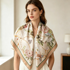 Doulbe Side Printed Silk  Scarf,LANKING TEX,Doulbe Side Printed Silk  Scarf