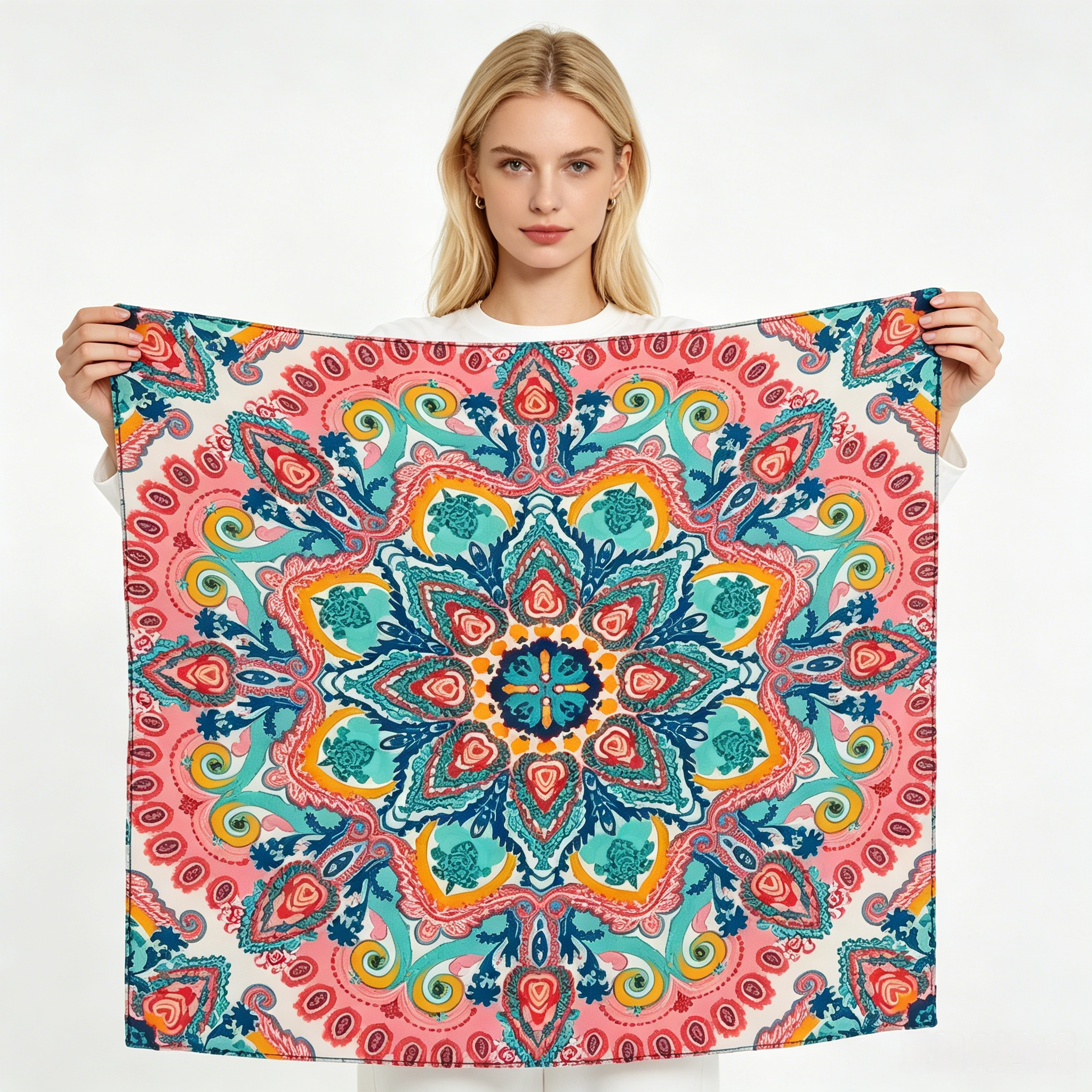 Doulbe Side Printed Silk  Scarf,LANKING TEX,Doulbe Side Printed Silk  Scarf