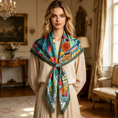 Doulbe Side Printed Silk  Scarf,LANKING TEX,Doulbe Side Printed Silk  Scarf