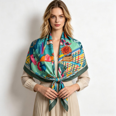 Doulbe Side Printed Silk  Scarf,LANKING TEX,Doulbe Side Printed Silk  Scarf