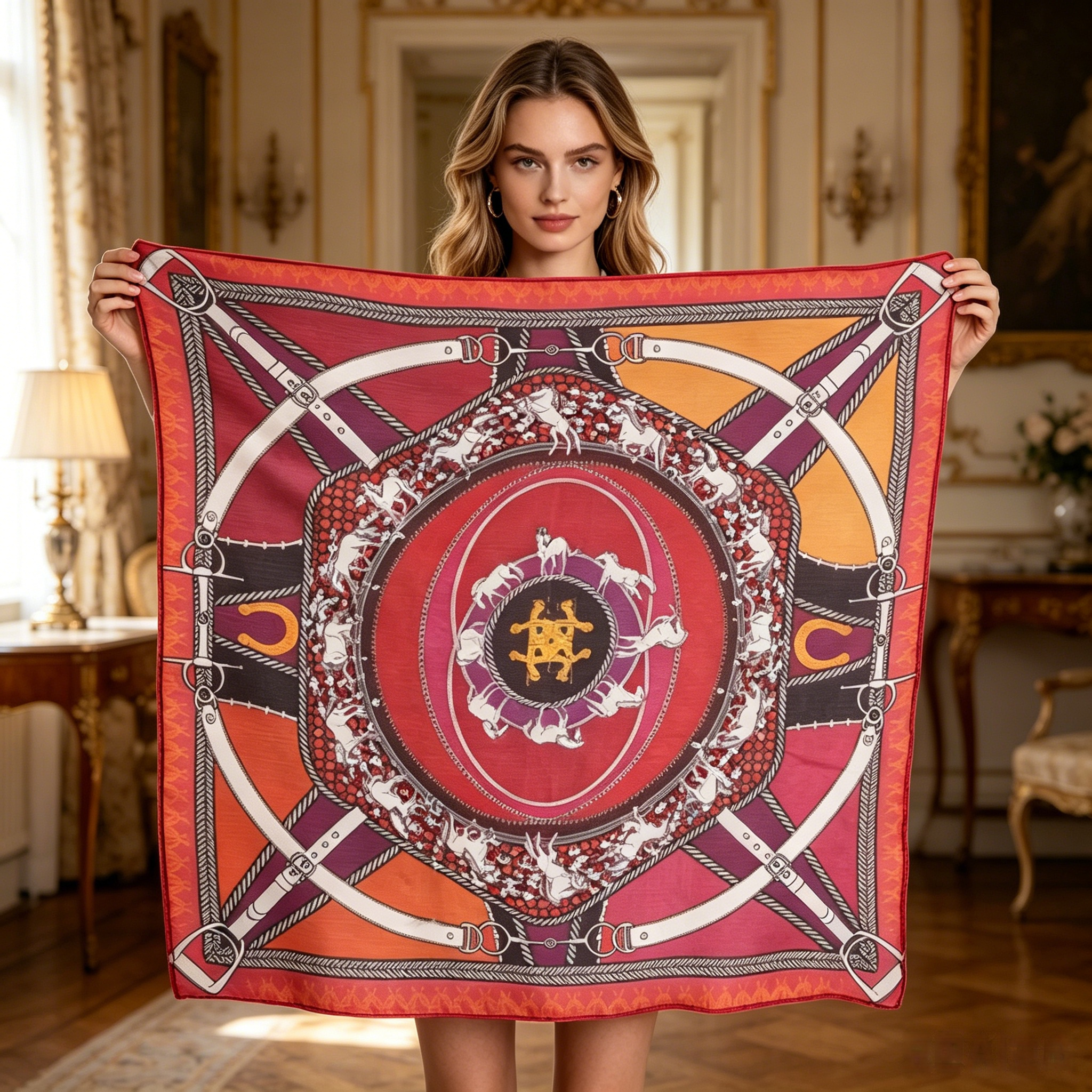 Doulbe Side Printed Silk  Scarf,LANKING TEX,Doulbe Side Printed Silk  Scarf