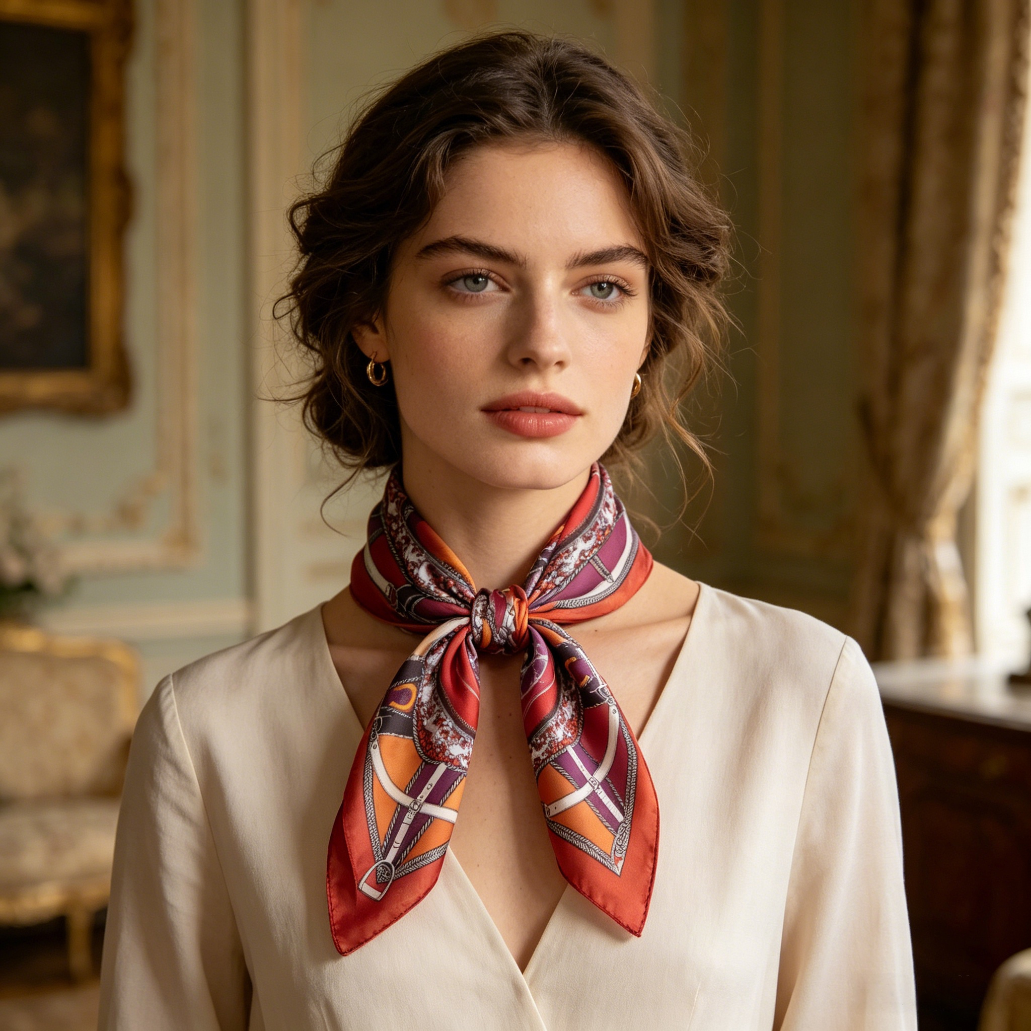 Doulbe Side Printed Silk  Scarf,LANKING TEX,Doulbe Side Printed Silk  Scarf