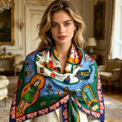 Doulbe Side Printed Silk  Scarf,LANKING TEX,Doulbe Side Printed Silk  Scarf