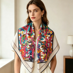 Doulbe Side Printed Silk  Scarf,LANKING TEX,Doulbe Side Printed Silk  Scarf