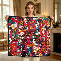Doulbe Side Printed Silk  Scarf,LANKING TEX,Doulbe Side Printed Silk  Scarf