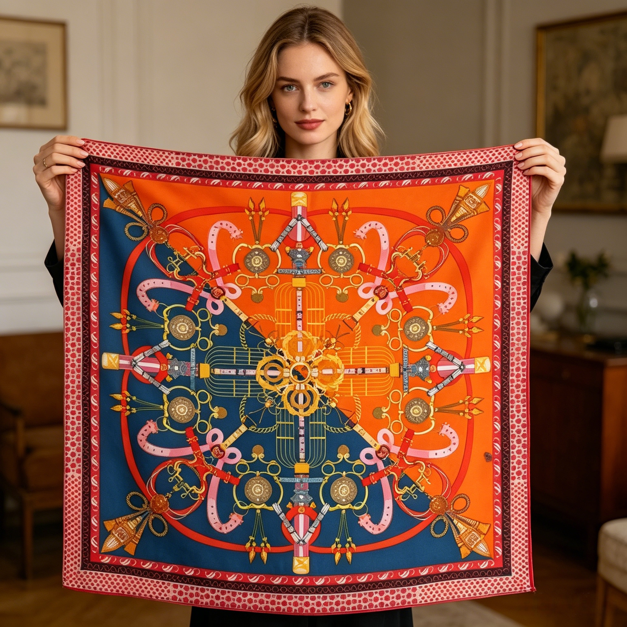 Doulbe Side Printed Silk  Scarf,LANKING TEX,Doulbe Side Printed Silk  Scarf