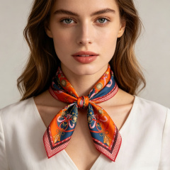 Doulbe Side Printed Silk  Scarf,LANKING TEX,Doulbe Side Printed Silk  Scarf