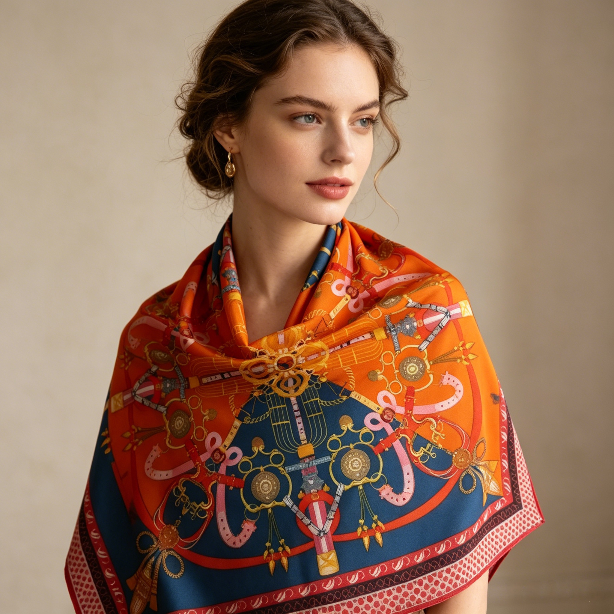 Doulbe Side Printed Silk  Scarf,LANKING TEX,Doulbe Side Printed Silk  Scarf