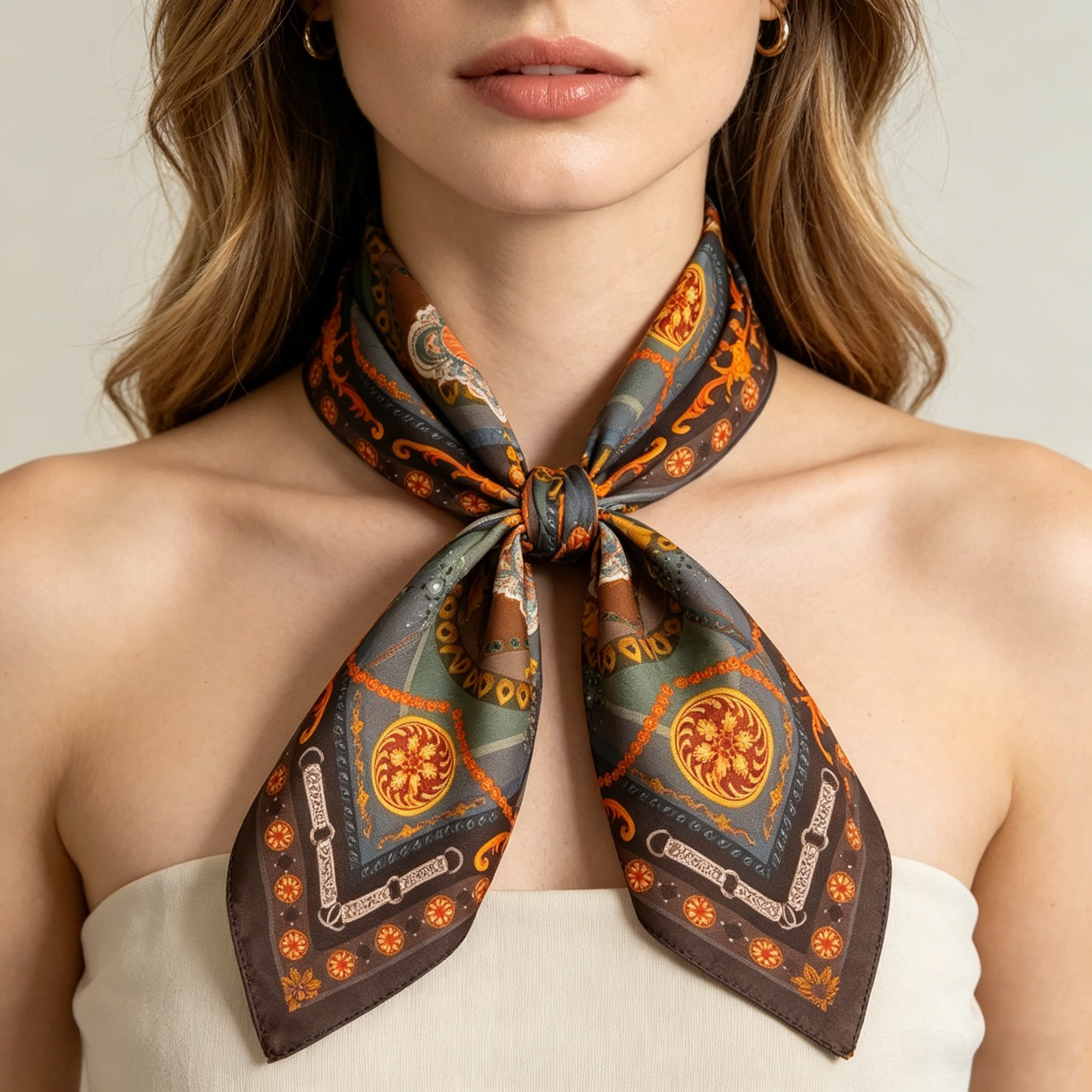 Doulbe Side Printed Silk  Scarf,LANKING TEX,Doulbe Side Printed Silk  Scarf