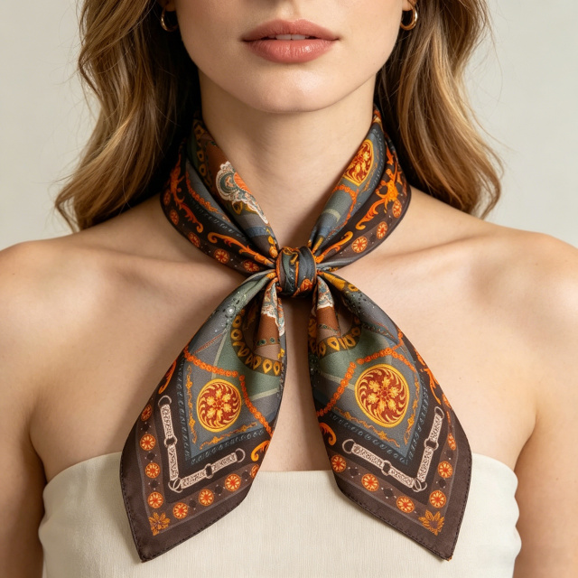 Doulbe Side Printed Silk  Scarf,LANKING TEX,Doulbe Side Printed Silk  Scarf