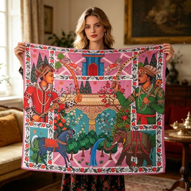 Doulbe Side Printed Silk  Scarf,LANKING TEX,Doulbe Side Printed Silk  Scarf