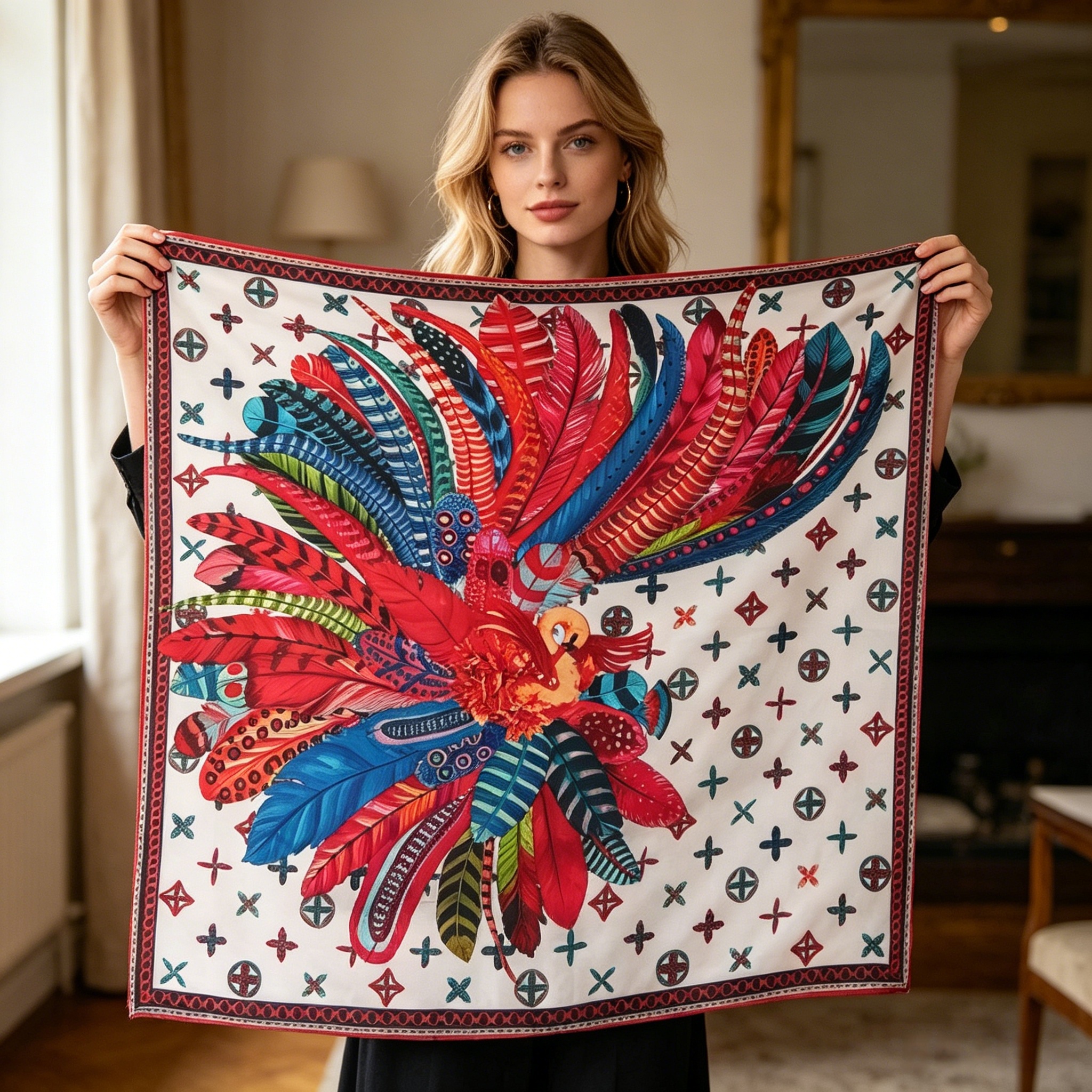 Doulbe Side Printed Silk  Scarf,LANKING TEX,Doulbe Side Printed Silk  Scarf
