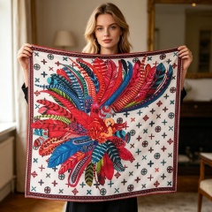 Doulbe Side Printed Silk  Scarf,LANKING TEX,Doulbe Side Printed Silk  Scarf
