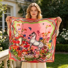 Doulbe Side Printed Silk  Scarf,LANKING TEX,Doulbe Side Printed Silk  Scarf
